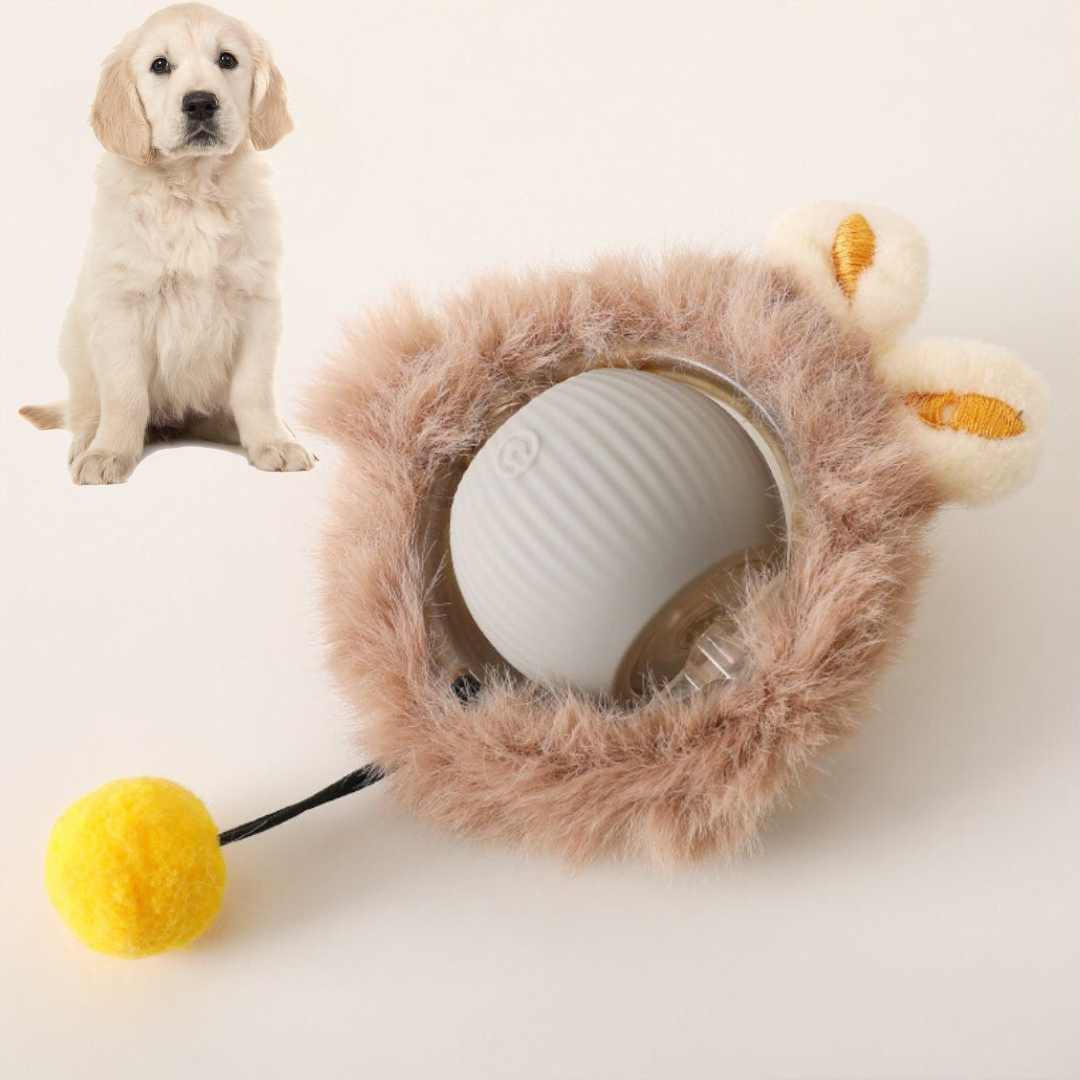 Interactive toy ball with fur for dogs